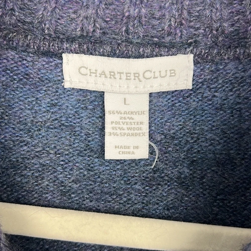 Charter Club large wool blend purple ombre button front cardigan